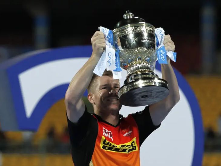 David Warner with the trophy in IPL-2016. He was the top scorer of that season.