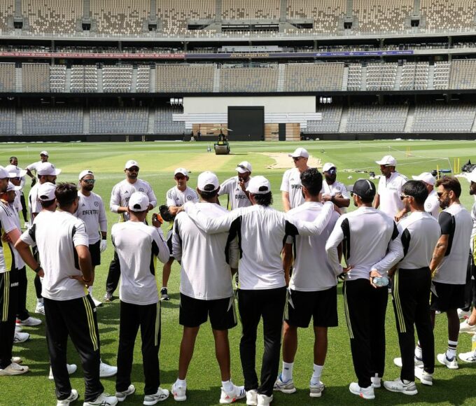 Indian Cricket Team during practice session at Perth.