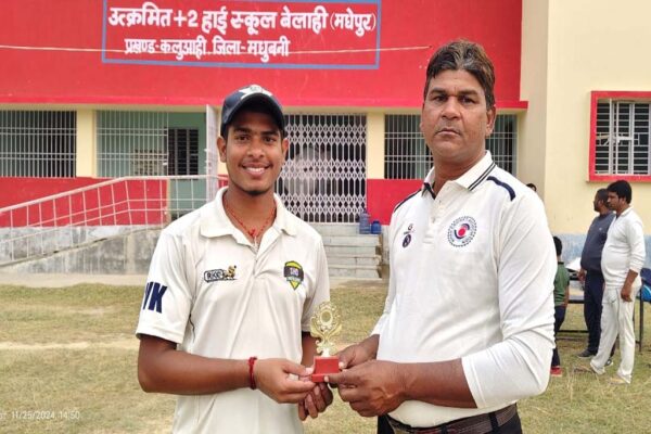 Vijay shines in Diamond Red Club's victory in Madhubani District Cricket League -