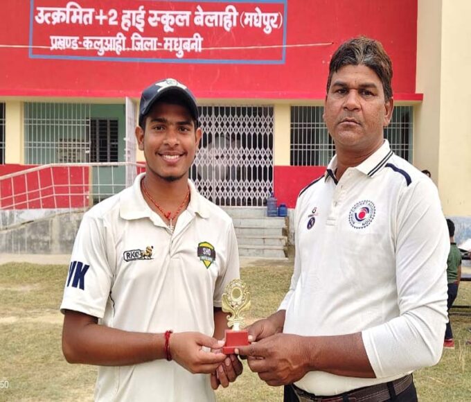 Vijay shines in Diamond Red Club's victory in Madhubani District Cricket League -