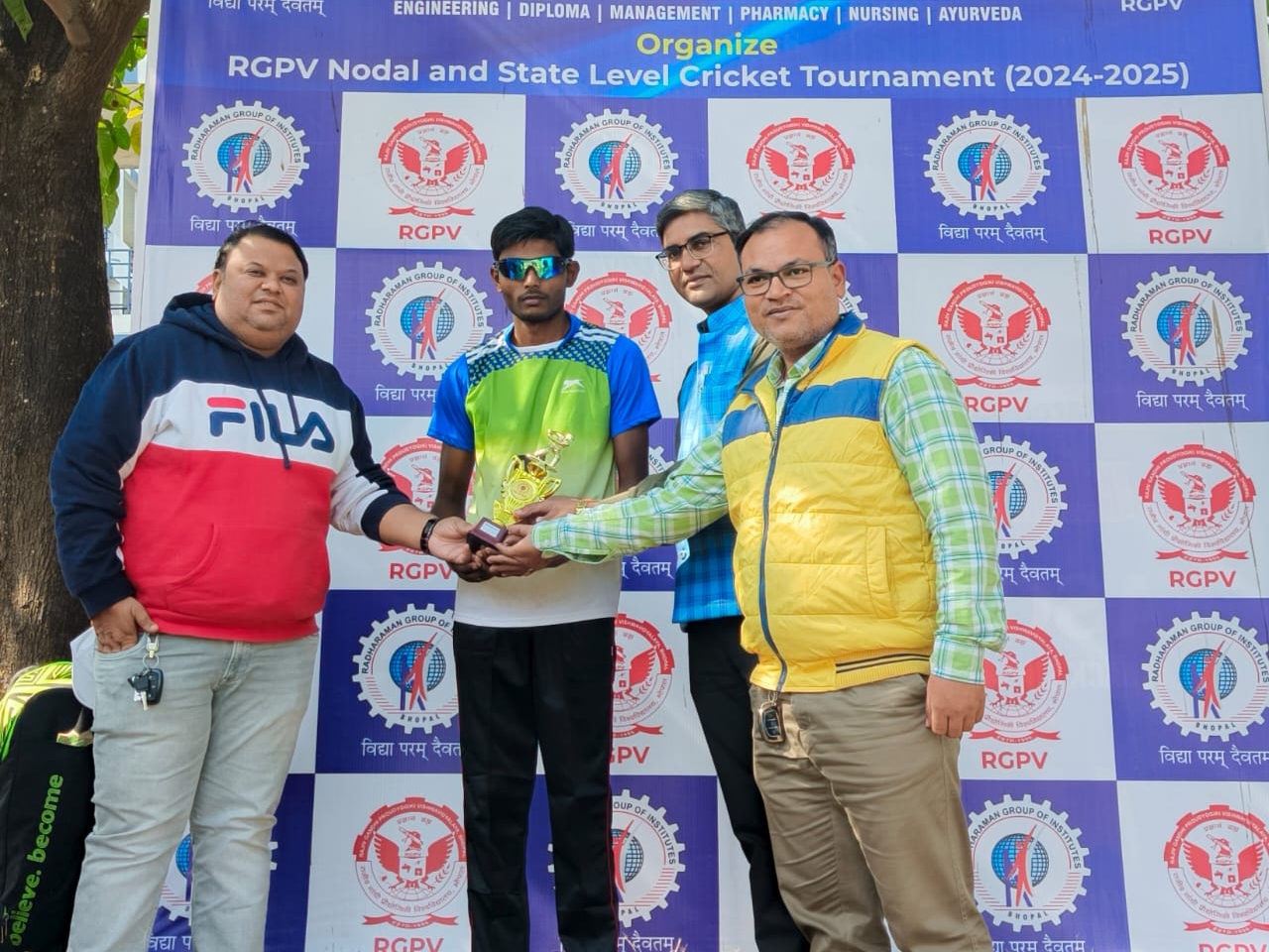 Chitranshu Arya played an unbeaten inning of 39 runs and took 2 wickets, for which he was chosen man of the match.