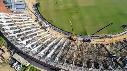 Photo of renovation of Gaddafi Stadium in Pakistan.