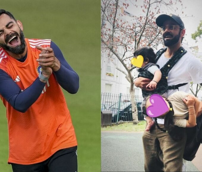 Virat Kohli: After the defeat in the Test series, Virat was seen with his two children, Anushka shared the post hiding her face. indias-test-series-loss-anushka-sharma-shares-picture-of-hubby-virat-and-kids vamika akay kohli