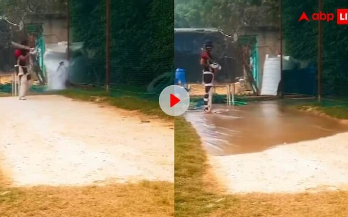 Water Blast While playing cricket batter shot a water tank and it exploded video goes viral क्रिकेट खेलते हुए खिलाड़ी ने मारा ऐसा शॉट के हो गया ब्लास्ट, वायरल हो रहा वीडियो